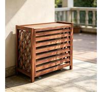 Protecteur en bois for unité de climatisation externe d'arrière-cour, équipement refroidissement extérieur multi-tailles, support dissimulé for bouclier stockage caché cour patio domestique(Medium)