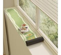 Protecteur Rebord Fenêtre Cuir Personnalisable, Tapis Rebord Fenêtre Étroit | Banc De Perchoir Pour Chien Et Chat, Couleur Unie/décor De Rebord De Fenêtre Floral(C,Lxw 80x4in)