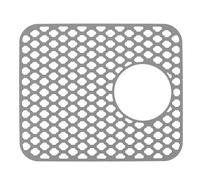 Protecteurs d'évier en silicone, antidérapant, résistant aux rayures, grille inférieure du dissipateur de chaleur, tapis de drainage en caoutchouc avec trou de drainage latéral (Grise)