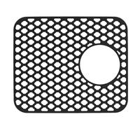 Protecteurs d'évier en silicone, antidérapant, résistant aux rayures, grille inférieure du dissipateur de chaleur, tapis de drainage en caoutchouc avec trou de drainage latéral (Noire)