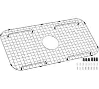 Protecteurs d'évier pour fond d'évier de cuisine, acier inoxydable 304, grille d'évier de 68,6 x 35,6 cm, grille de protection d'évier agricole à cuve unique avec trou de drainage centré avec rayon