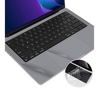 Protection 3 en 1 pour repose-paume pour MacBook Pro 16" M2 M1 Pro/Max Chip 2023-2021 modèle A2485 A2780 avec housse de pavé tactile, autocollant pour support de paume avec housse de clavier, gris