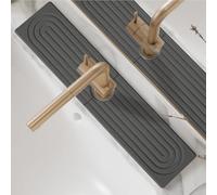 Protection Anti-éclaboussures Pour Robinet D'évier De Cuisine En Diatomite 40cm/60cm Contour De Robinet Absorbant Tapis D'évier Porte Eponge Plateau En Pierre Absorbant(A-Dark Gray,16x4in/40x10cm)