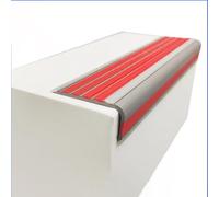 Protection autocollante en caoutchouc for rebords d'escalier, antidérapante, phosphorescente, largeur 5 x 2,5 cm.(Red,3.3ft)