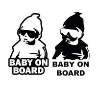 Protection Bébé Autocollant Bebe a Bord Voiture, 2 pièces Autocollant Baby on Board avec pour voiture, Pas Peur de la Pluie Et du Soleil Autocollant Bebe a Bord Voiture, noir, Blanc, 14 * 9 CM
