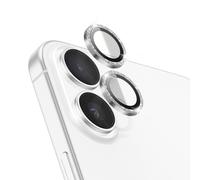 Protection Caméra pour iPhone 16 Plus à Paillettes en Verre Trempé Anti-rayures Zanaé Argent