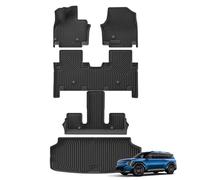 Protection Coffre Voiture pour Kia EV9 2024 2025 Version Coréenne/américaine TPE 3D Tapis Pied Étanche Noir Sol Voiture Coussin Coffre 6 Sièges(LHD 5PCS,KR)