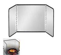 Protection contre les éclaboussures de cuisinière Barrière anti-éclaboussures pliable en acier inoxydable argenté, dimensions: 30x40x40cm à 75x80x50cm(70x80x50cm)