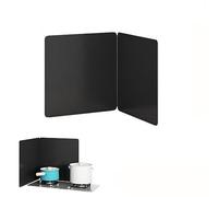 Protection contre les éclaboussures de cuisinière Protection anti-éclaboussures pliable à 2 côtés for cuisinière, en acier au carbone, noire, plusieurs tailles(2 sides 40x40cm)