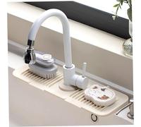 Protection contre les éclaboussures d'évier en Silicone, tapis de robinet d'évier 17.7 avec protection contre les éclaboussures de pente Drainage pour cuisine derrière le robinet, Beige, tapis
