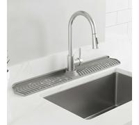 Protection contre les éclaboussures d'évier en silicone, tapis de robinet d'évier pliable de 30 longs avec protection anti-éclaboussures verrouillage réglable pour cuisine derrière le robinet, gri