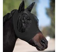 Protection contre les mouches en maille souple pour cheval avec bande élastique pour couvrir les oreilles et le front, protection solaire et design 3D de sécurité des yeux (noir)