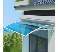 Protection Contre Pluie Et UV Auvent De Fenêtre, Marquise De Porte Exterieur en Polycarbonate, Facile À Installer, Panneau Bleu, avec Support ABS(Blanc,120 * 150cm/47 * 59in)