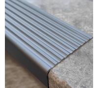 Protection de bord d'escalier en aluminium auto-adhésive pour nez d'escalier 90 cm, 100 cm, 120 cm, bande de protection d'angle grise de 3 cm de large x 100 cm de long, sécurité et durabilité pour