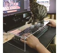 Protection de Clavier en Acrylique Transparent Anti-Chat, Protection 2 en 1 pour Pont de Clavier et Support de Moniteur
