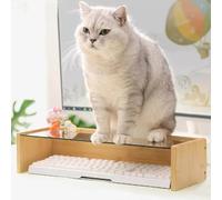 Protection de clavier en verre transparent - Protection de clavier anti-chat pour empêcher les chats de toucher le clavier - Support en bambou (L 48,5 x 16,5 x 11 cm)