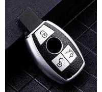 Protection de n TPU texturé en cuir pour clés de télécommande Mercedes-For E Class C Class S W204 W212 (argent)