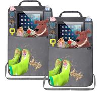 Protection De Dossier De Voiture Pour Enfants, Organisateur De Siège Arrière De Voiture Pour Enfants, Bâche Imperméable Pour Siège Auto Avec Grand Sac De Rangement (2 Pièces, Gris)