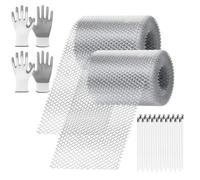 Protection de gouttière en maille d'aluminium 15cmx1200cm, protège-gouttières en aluminium, avec 20 attaches et 2 paires gants PU, anti-feuilles et Débris, anti-boucher de gouttière de toit