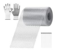 Protection de gouttière en maille d'aluminium 15cmx600cm, protège-gouttières en aluminium, avec 10 attaches et une gants PU, anti-feuilles et Débris, anti-boucher de gouttière de toit
