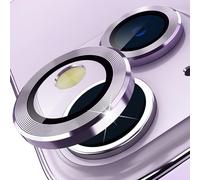 Protection De Lentille Pour Caméra Compatible Iphone 14 & 14 Plus ¿ Verre Trempé Hd Anti-Rayures, Bague Métal Étanche Violet Pâle