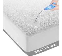 Protection De Matelas Imperméable 90x210 Cm-Molton Tissu Éponge-Antibactérien-Autour Élastique-Blanc-Matelas Imperméable Protecteur Incontinence Matelas-90cm X 210cm