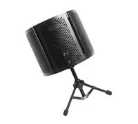 Protection de Microphone à Trois Panneaux pour Enregistrement Noir | Sponge et Métal, Angle Réglable et Pliable, Trépied de Table et Trépied