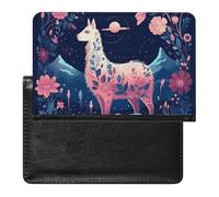Protection de passeport avec imprimé alpaga nuit étoilée, protection durable pour passeport de voyage, noir, taille unique, contemporain, Noir , Taille unique, Contemporain