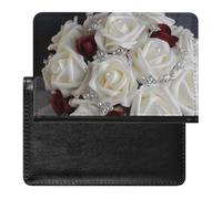 Protection de passeport avec roses imprimées de fleurs de mariage, protection durable pour passeport de voyage, noir, taille unique, contemporain, Noir , Taille unique, Contemporain