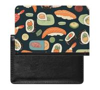 Protection de passeport, motif alimentaire sushi imprimé, protection de passeport durable, protecteur de passeport de voyage, noir, taille unique, contemporain, Noir , Taille unique, Contemporain