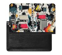 Protection de passeport, motif musique rock imprimé, protection de passeport durable, protecteur de passeport de voyage, noir, taille unique, contemporain, Noir , Taille unique, Contemporain