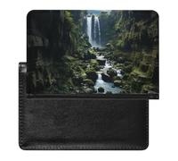 Protection de passeport, protection de passeport imprimée cascade, protection de passeport durable, protection de passeport de voyage, noir, taille unique, contemporain, Noir , Taille unique,