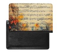 Protection de passeport vintage avec notes de musique imprimées, protection durable pour passeport de voyage, noir, taille unique, contemporain, Noir , Taille unique, Contemporain