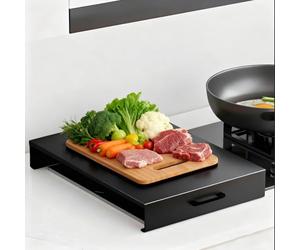 Protection de plaque de cuisson à gaz en acier au carbone résistant à la chaleur avec poignée de traction pour comptoir de cuisine, plusieurs tailles, 35 x 45 x 9 cm (L x l x H)