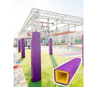 Protection de poteau de sous-sol carrée de 2,1 m, housse universelle en mousse pour support de volley-ball, salle de sport et sac de frappe, housse de poteau d'entraînement de boxe (violet, 10 x 10 cm