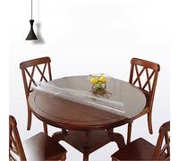 Protection de table ronde en PVC transparent, imperméable de 0,8 mm, nappe en plastique transparent (diamètre 180 cm) - Protection durable pour salle à manger, cuisine et utilisation en extérieur