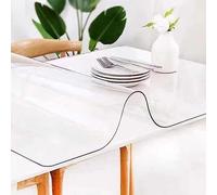 Protection de table transparente - Nappe de table en vinyle de 1 mm d'épaisseur, 60 x 120 cm, grand tapis transparent pour salle à manger, protection de table en verre souple, 140 x 180 cm