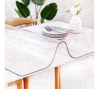 Protection de table transparente - Nappe de table en vinyle de 1 mm d'épaisseur, 60 x 120 cm, grand tapis transparent pour salle à manger, protection de table en verre souple, 140 x 180 cm