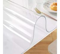 Protection de table transparente robuste 120 x 140 cm, 1,5 mm d'épaisseur, en vinyle transparent, multi-usages, nappe de table en plastique pour la maison et le bureau