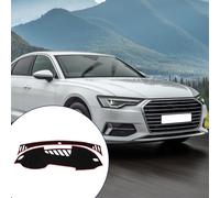 Protection De Tableau De Bord Pour Audi A6 2012-2017 / Couverture De Console Centrale / Antidérapant / Polyester / 1 Pièce Noir Rouge