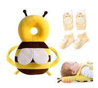 Protection de tête bébé réglable, Sac à dos coussiné avec genouillères et chaussettes antidérapantes, Ensemble de doux pour bébés de 6-12 mois, Chambre de bébé et apprentissage de la marche