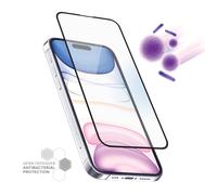 Protection d'écran antibactérienne en verre trempé ultra-résistant à bords incurvés pour Apple iPhone 15 Pro Max, Noir