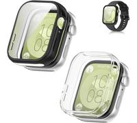 Protection d'écran Huawei Watch Fit 3 - Couverture complète - Coque rigide fine avec verre trempé intégré - Coque de protection antichoc pour montre intelligente (noir + transparent)