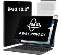 Protection d'écran magnétique à 360° compatible avec iPad 9{^>e<^} 8{^>e<^} 7{^>e<^} génération 10,2 po, filtre anti-lumière bleue, bouclier sans bulles, protection anti-traces de doigts, film