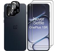 Protection D'Écran Pour Oneplus 15R 5G, Lot De 2 + 2 Protections D'Objectif D'Appareil Photo (Noir), Dureté 9H, Film Hd Sans Bulles, Anti-Rayures, Verre De Protection Premium