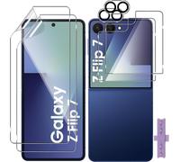 Protection D'écran Pour Samsung Galaxy Z Flip 7, 2 Films Intérieurs Flexibles En Tpu + 2 Protecteurs D'écran En Verre Trempé Avant + 2 Protecteurs D'objectif D'appareil Photo Pour Z Flip7, Hd