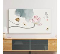 Protection d'écran TV simple de style chinois avec motif floral et oiseau - Tissu élastique doux et extensible - Housse anti-poussière et décorative - P || 101,6 à 114,3 cm