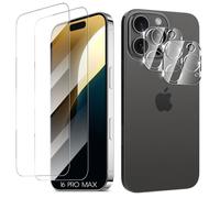 Protection d'écran - Verre Trempé - pour iPhone 16 Pro Max - 2 Verres + 2 Vitres Caréra - Résistant aux Rayures - Antichoc