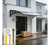Protection d'Entrée de Maison Ultra Robuste, Marquise Fixe en Polycarbonate Plein 2,5mm, Auvent Pare-Vent et Neige avec Écoulement Latéral, Kit Auvent de Porte Luxe