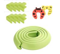 Protection des Bords et Coins de Meubles Bébé Earth,Kit de Sécurité avec 8 Angles et Rebord de 5m en Mousse pour Table et Plus et 2 Ouvre Portes pour bien Protéger les Enfants,Vert